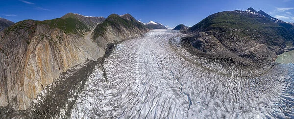 USA, Alaska, Tracy Arm-Fords Terror Wilderness, Panoramic aerial view of crevassed