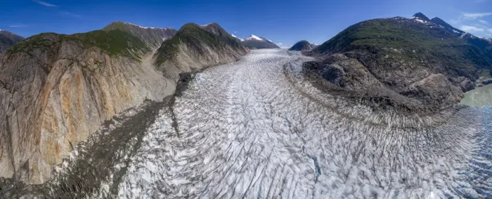 Framed Print : USA, Alaska, Tracy Arm-Fords Terror Wilderness, Panoramic aerial view of crevassed