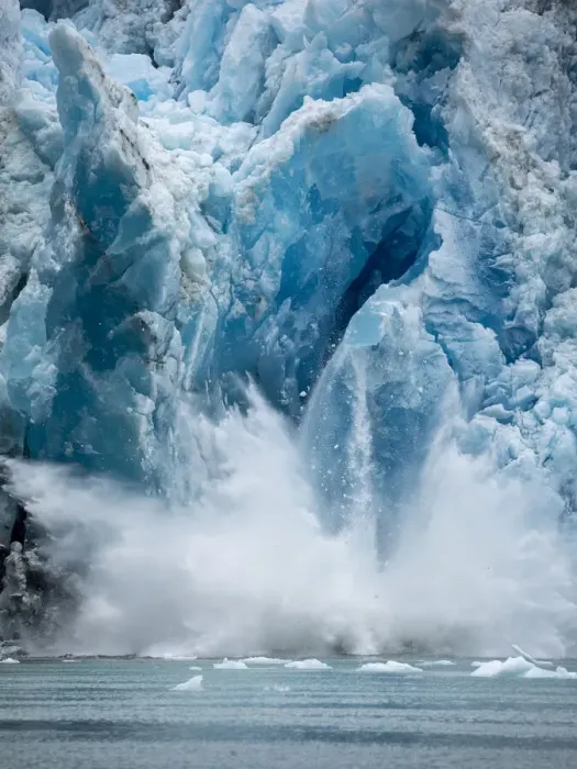 Framed Print : USA, Alaska, Tracy Arm-Fords Terror Wilderness, Massive iceberg calving from face of Framed Print : USA, Alaska, Tracy Arm-Fords Terror Wilderness, Massive iceberg calving from face of