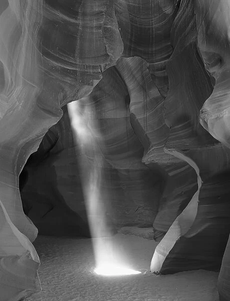 USA, Arizona, Antelope Canyon. Sunbeam and sandstone formations