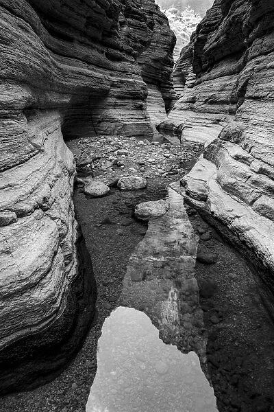 USA, Arizona. Black and White image. Reflections in Matkatamiba Canyon