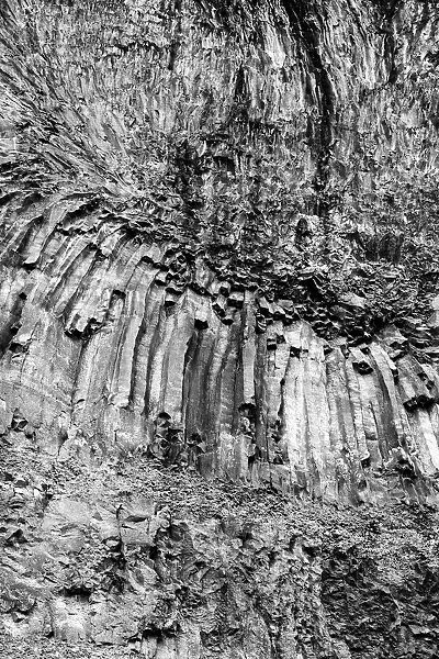 USA, Arizona. Black and White image. Canyon wall detail, pyroclastic formation