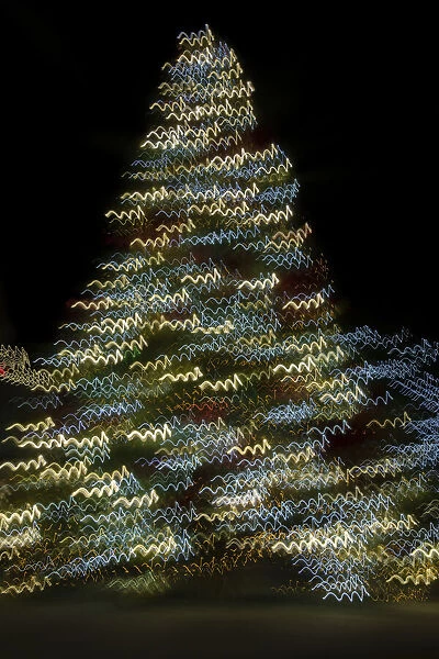 USA, Arizona, Buckeye. Christmas lights seen through a circular filter