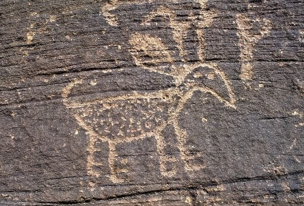 USA, Arizona, Canyon de Chelly. Close-up of a native American rock drawing in Canyon