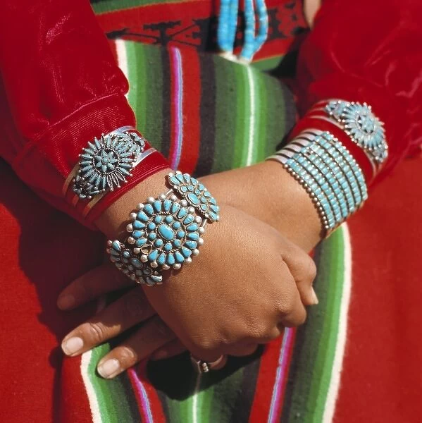 USA, Arizona, Canyon de Chelly NM. Beautiful turquoise jewelry, such as these bracelets