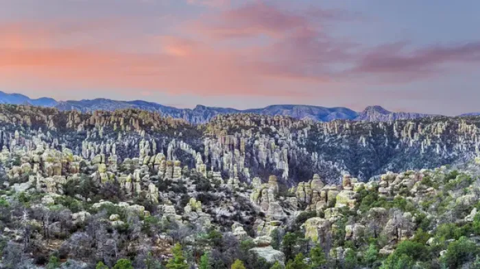 Framed Print : USA, Arizona, Chiricahua National Monument. Sunrise on rocky landscape. Credit as Framed Print : USA, Arizona, Chiricahua National Monument. Sunrise on rocky landscape. Credit as