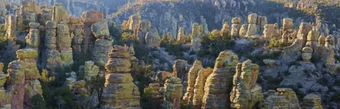 Framed Print : USA, Arizona, Chiricahua National Monument. Composite panoramic of rocky landscape