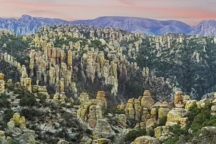 Framed Print : USA, Arizona, Chiricahua National Monument. Sunrise on rocky landscape. Credit as Framed Print : USA, Arizona, Chiricahua National Monument. Sunrise on rocky landscape. Credit as