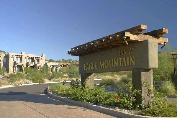USA, Arizona, Fountain Hills. Inn at Eagle Mountain welcome