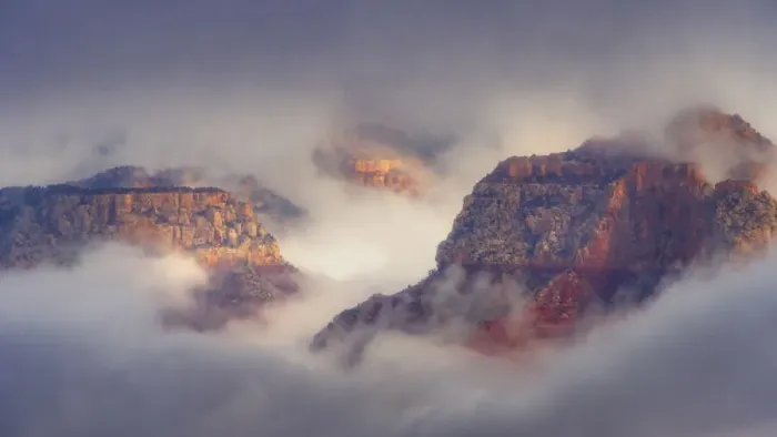 Framed Print : USA, Arizona, Grand Canyon. Foggy sunrise on canyon Framed Print : USA, Arizona, Grand Canyon. Foggy sunrise on canyon