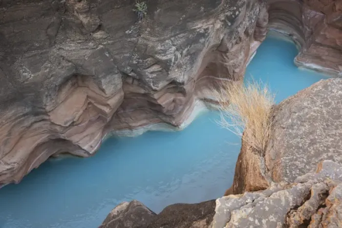 Framed Print : USA, Arizona, Grand Canyon National Park. Havasu Creeks blue water flows through gorge Framed Print : USA, Arizona, Grand Canyon National Park. Havasu Creeks blue water flows through gorge