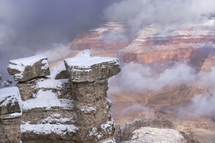 Framed Print : USA, Arizona, Grand Canyon National Park. Winter snowstorm over canyon Framed Print : USA, Arizona, Grand Canyon National Park. Winter snowstorm over canyon