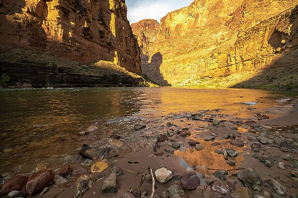 USA, Arizona, Grand Canyon National Park. Colorado River and cliffs