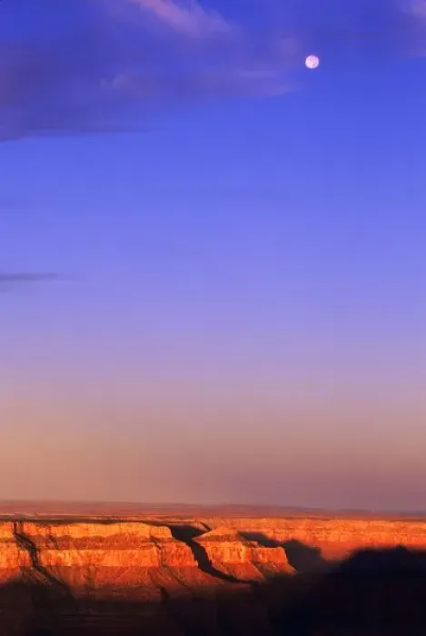 Framed Print : USA, Arizona, Grand Canyon NP. Moon in sky as dawn lights the canyon rim under a big sky Framed Print : USA, Arizona, Grand Canyon NP. Moon in sky as dawn lights the canyon rim under a big sky