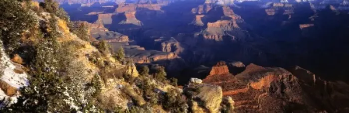 Framed Print : USA, Arizona, Grand Canyon NP. Snow dusts the sagebrush at Yaki Point on the South Framed Print : USA, Arizona, Grand Canyon NP. Snow dusts the sagebrush at Yaki Point on the South
