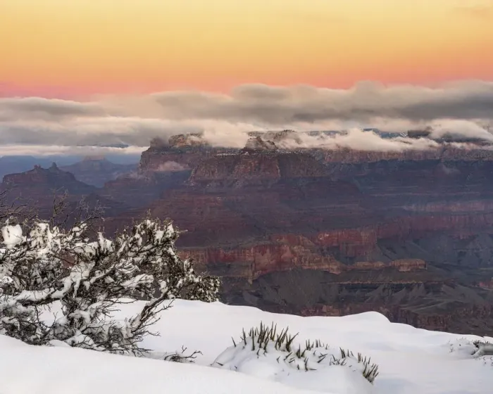 Framed Print : USA, Arizona, Grand Canyon. Winter sunrise on canyon
