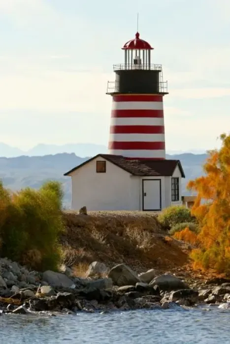Framed Print : USA, Arizona, Lake Havasu City. View of West Quoddy Lighthouse
