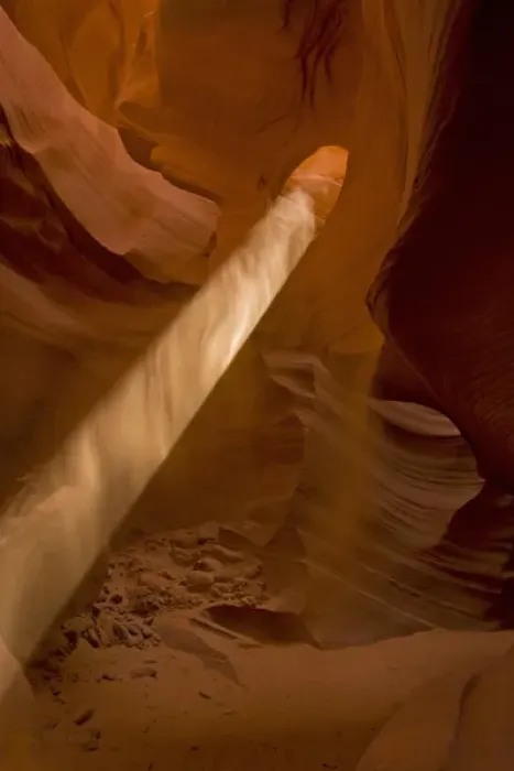 Framed Print : USA, Arizona, Lower Antelope Canyon. Sunbeam penetrates dusty air of canyon. Credit as Framed Print : USA, Arizona, Lower Antelope Canyon. Sunbeam penetrates dusty air of canyon. Credit as