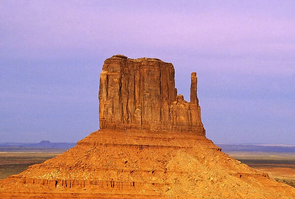 USA, Arizona, Monument Valley. Eroded butte formation called Mittens