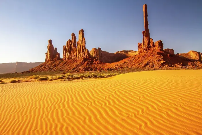 Framed Print : USA, Arizona, Monument Valley Navajo Tribal Park. Eroded formations and sand dunes
