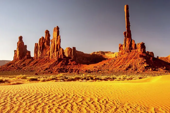 Framed Print : USA, Arizona, Monument Valley Navajo Tribal Park. Eroded formations and sand dunes Framed Print : USA, Arizona, Monument Valley Navajo Tribal Park. Eroded formations and sand dunes
