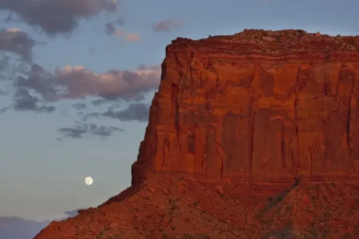 Framed Print : USA, Arizona, Monument Valley Navajo Tribal Park, Full moon rises behind red sandstone Framed Print : USA, Arizona, Monument Valley Navajo Tribal Park, Full moon rises behind red sandstone