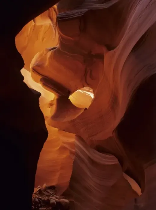 Framed Print : USA, Arizona, Navajo Tribal Land. Reflected sunlight creates amber walls in Lower Antelope Canyon