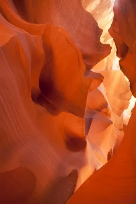 Framed Print : USA, Arizona, Page, Sunlight filters down into carved red sandstone walls of Lower Framed Print : USA, Arizona, Page, Sunlight filters down into carved red sandstone walls of Lower