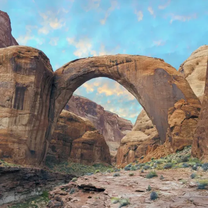 Framed Print : USA, Arizona. Rainbow Bridge arch in Glen Canyon National Recreation Area. Credit as Framed Print : USA, Arizona. Rainbow Bridge arch in Glen Canyon National Recreation Area. Credit as