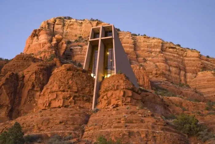 Framed Print : USA, Arizona, Sedona. Chapel of the Holy Cross church at dusk Framed Print : USA, Arizona, Sedona. Chapel of the Holy Cross church at dusk