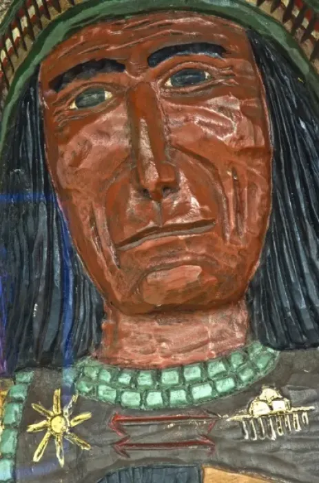 Framed Print : USA, Arizona, Sedona. Close-up of Indian carving