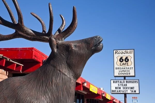 USA, Arizona, Seligman. Rt. 66 Town, Roadkill 66 Cafe sign