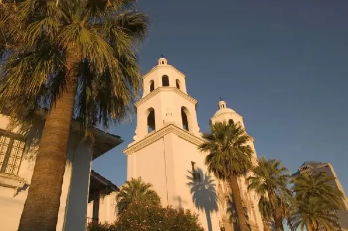 Framed Print : USA, Arizona, Tucson: St. Augustine Cathedral Towers Morning
