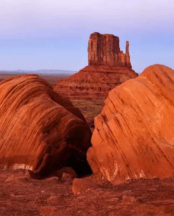 Framed Print : USA, Arizona  /  Utah, Monument Valley Navajo Tribal Park, Dusk over West Mitten Butte
