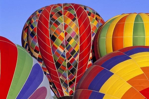 USA, Arizona, Val Vista. Colorful hot-air balloons compete in a festival near Val Vista in Arizona