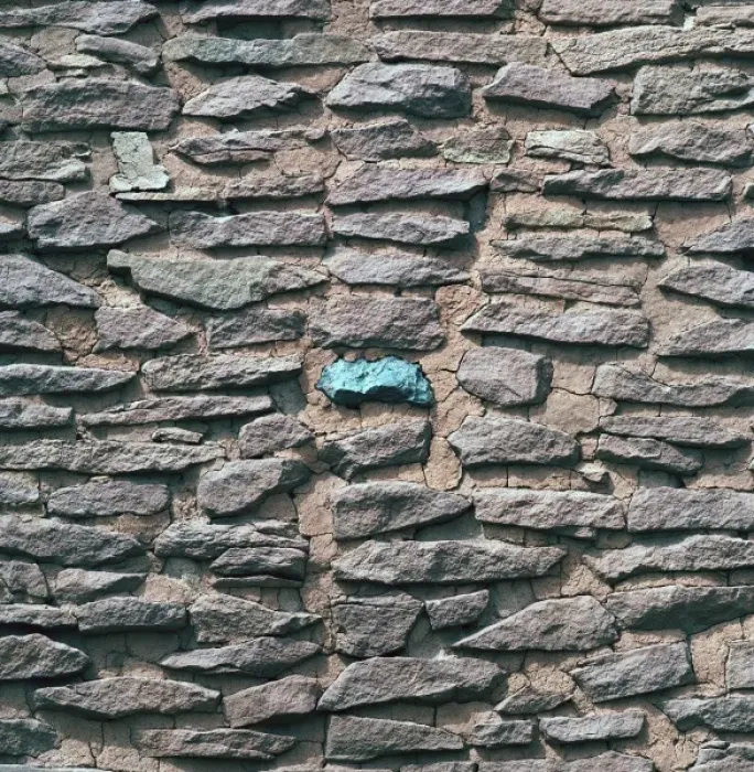 Framed Print : USA, Arizona, Wupatki Pueblo. A turquoise is embedded in the wall of a ruin in Wupatki