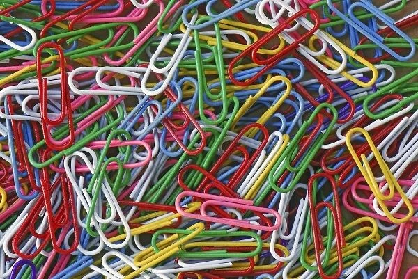 USA, Assortment of multicolored paper clips
