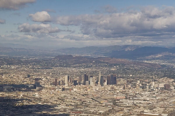 USA, CA, Los Angeles. Dramatic aerial view of L. A. urban sprawl. Unusual visibility