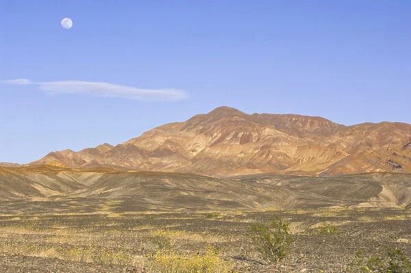 USA, CA, Full Moon Rising Over Death Valley NP