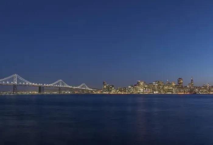 Framed Print : USA, CA, San Francisco, Bay Bridge & Downtown Skyline at Twilight Framed Print : USA, CA, San Francisco, Bay Bridge & Downtown Skyline at Twilight