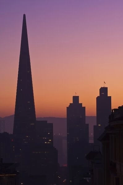 USA, CA, San Francisco Skyline at Dawn From Nob Hill