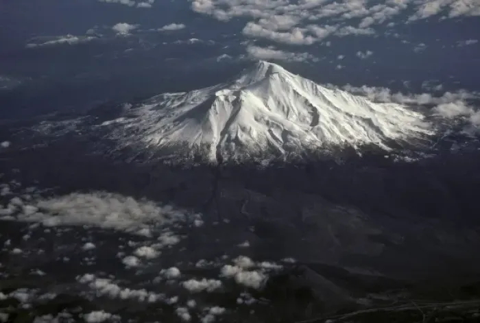 Framed Print : USA, California. Aerial view of Mt. Shasta Framed Print : USA, California. Aerial view of Mt. Shasta
