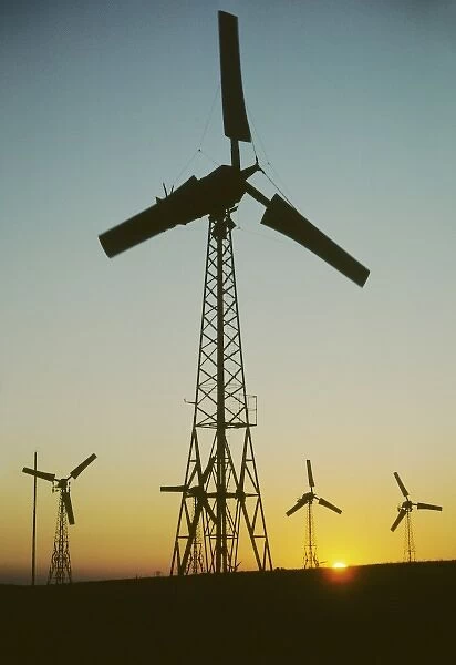 USA, California, Altamont Pass, wind generators at sunrise, near Hayward