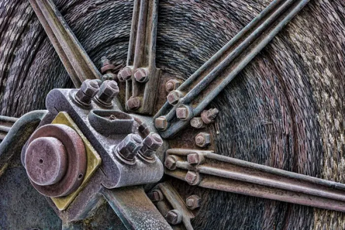 Framed Print : USA, California, Bodie. Close-up of mining machinery