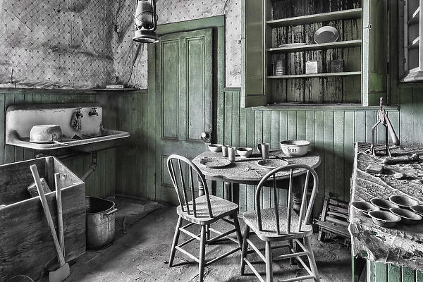 USA, California, Bodie. Inside an abandoned home