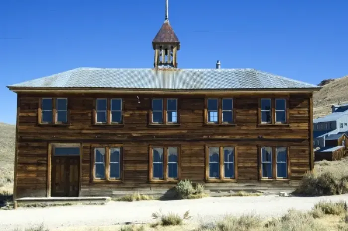 Framed Print : USA, California, Bodie State Historic Park, Abandoned wood schoolhouse with bell tower Framed Print : USA, California, Bodie State Historic Park, Abandoned wood schoolhouse with bell tower