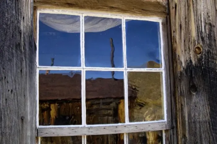 Framed Print : USA, California, Bodie State Historic Park, Ghost town building reflected in window Framed Print : USA, California, Bodie State Historic Park, Ghost town building reflected in window