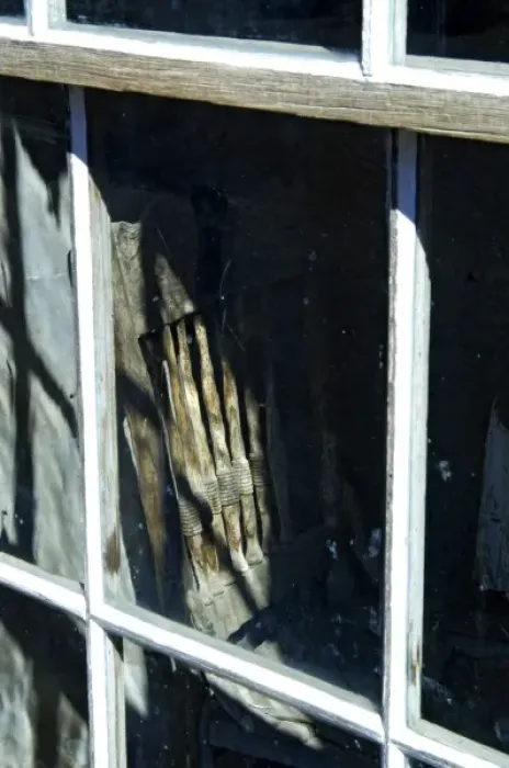 Framed Print : USA, California, Bodie State Historic Park, Old chair seen through window of abandoned building