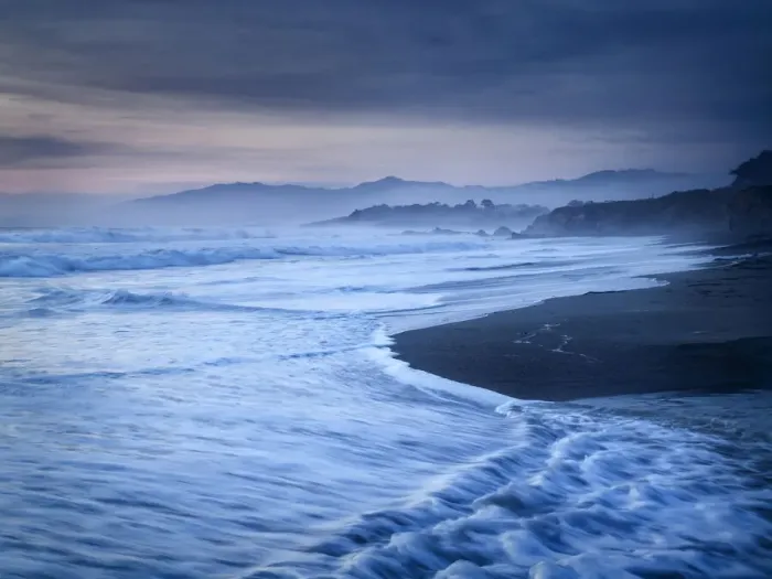 Framed Print : USA, California, Cambria. Dusk at Moonstone Beach