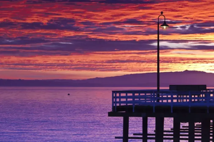 Framed Print : USA, California, Central Coast, Santa Cruz, Municipal Wharf, dawn